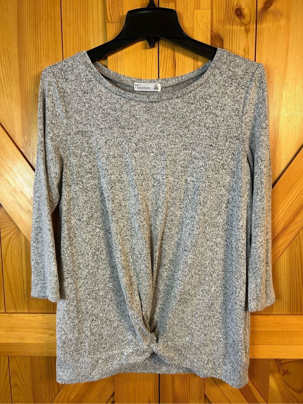 89th & Madision Women's Top Gray Size Small Front Twist (0919)